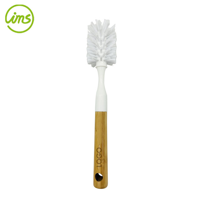 Bottle Brush Bamboo Handle - White